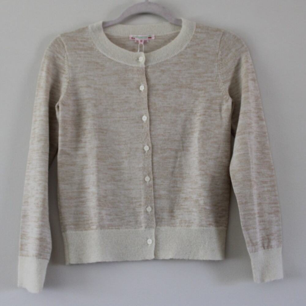 NWT Bonpoint Button Front Wool Mohair Long Sleeve Cardigan‎ Sweater Neutral 12